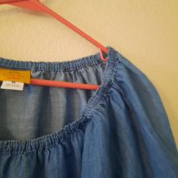 Ruby Red Cold Shoulder Denim top  *BOGO* - Picture 5 of 8